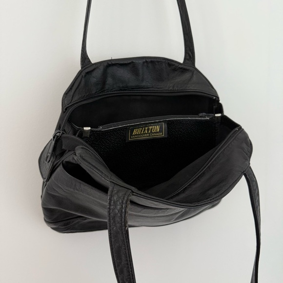 Vintage Brixton black leather small tote shoulder bag - Picture 6 of 8